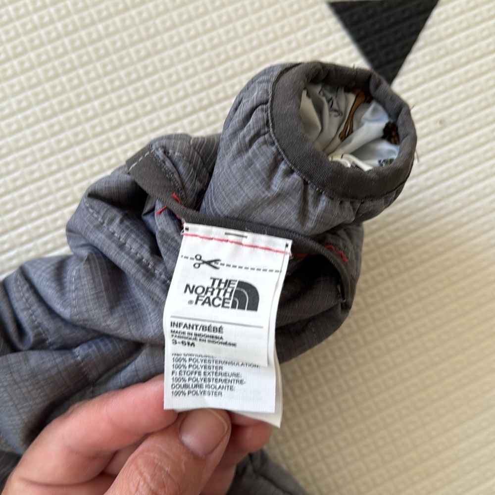 The North Face Perrito Reversible Hooded Jacket Gray Woodland Animals 3-6 Months - Picture 3 of 8